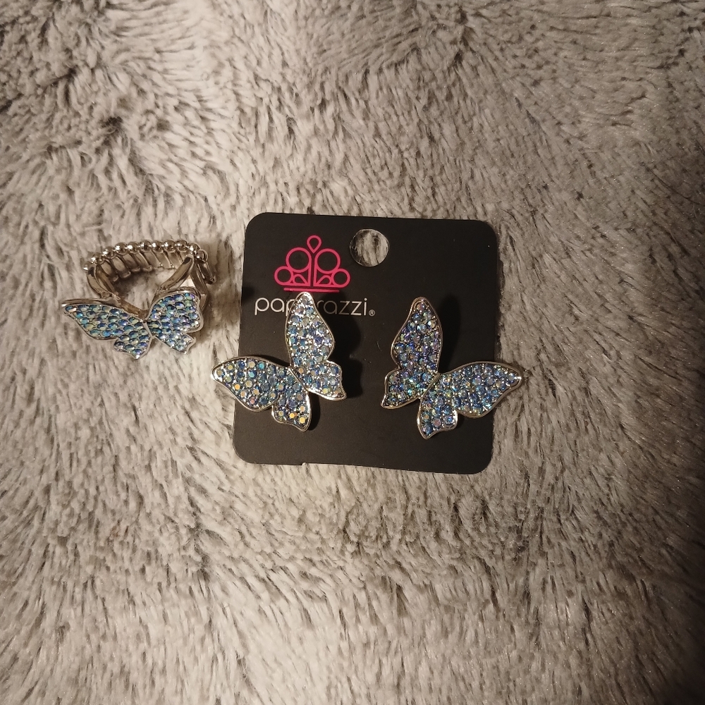 5/$25 Paparazzi Blue Butterfly Jewelry Set